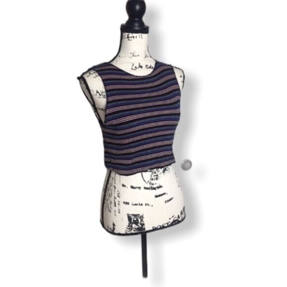 Zara Multicolor Ribbed Knit Striped Crop Top Size S Sleeveless Tank - Picture 1 of 4